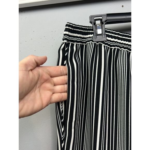 Chicos Pants Womens 2 Petite Black White Striped Pull On Elastic Waist Polyester - Picture 4 of 7